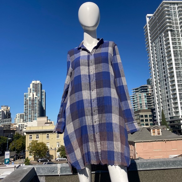 Plaid Distressed Shirt Dress Upcycled - Picture 4 of 17